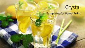  Presentation with drying up cloth - PPT theme consisting of drinks nature - group of lemonades with lemons background and a yellow colored foreground