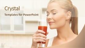  Presentation with tomato juice - PPT theme having drinks nature - health food and diet concept background and a lemonade colored foreground