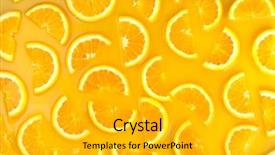  Presentation with an orange sweet potato - Audience pleasing slide set consisting of drinks nature - pieces of orange in orange backdrop and a  colored foreground