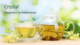  Presentation with tea cup - Audience pleasing slides consisting of drinks nature - teapot and cup with linden backdrop and a  colored foreground