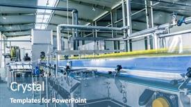  Presentation with production line - Slide set having drinks production plant in china background and a teal colored foreground