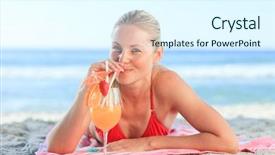 Presentation with cocktail - Slides featuring drinks seva - cute woman drinking her cocktail background and a sky blue colored foreground