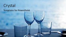 Presentation with sea glass - Beautiful slide deck featuring drinks seva - glass dish cups and glasses backdrop and a light blue colored foreground
