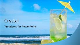  Presentation with colorful cocktails mojito red cocktail - Audience pleasing presentation consisting of drinks seva - mojito cocktail against sea background backdrop and a light blue colored foreground