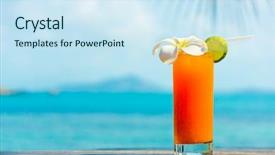  Presentation with plumeria - Beautiful slides featuring drinks seva - tropical orange cocktail with plumeria backdrop and a sky blue colored foreground