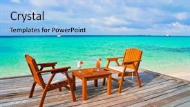  Presentation with cafe - Beautiful PPT theme featuring drinks seva - two cocktails on table beach backdrop and a light blue colored foreground
