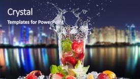  Presentation with city night - Beautiful slide set featuring drinks splashing with blur night backdrop and a navy blue colored foreground