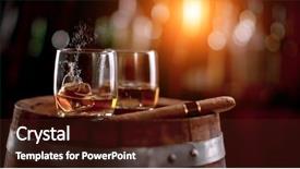  Presentation with whiskey - Slide deck having drinks with flying ice rock background and a tawny brown colored foreground