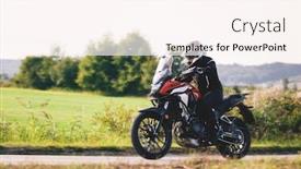  Presentation with road safety drive - Presentation design having drive-a-motorbike-fast-motorcycle background and a pink colored foreground