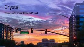  Presentation with road intersection - Slide set having drive by a busy intersection background and a light blue colored foreground