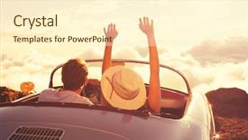  Presentation with classic car - Slide set featuring drive free - driving into the sunset happy background and a cream colored foreground