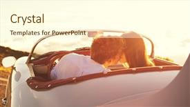  Presentation with sports car - Presentation theme with drive free - romantic young attractive couple watching background and a cream colored foreground