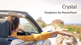  Presentation with free nature - Audience pleasing PPT layouts consisting of drive free - young woman driving in nature backdrop and a cream colored foreground