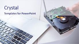  Presentation with restoration - Audience pleasing PPT layouts consisting of drive repair and data recovery backdrop and a sky blue colored foreground