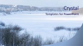  Presentation with prut river - Slides consisting of driven pile - winter oka river near tarusa background and a sky blue colored foreground
