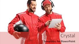  Presentation with driver - Theme enhanced with driver-and-a-team-member background and a red colored foreground