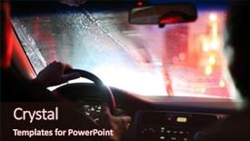  Presentation with city night - Slide set having driver and passenger driving background and a wine colored foreground