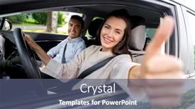  Presentation with car - Slide deck featuring driver-courses-and-people-concept background and a ocean colored foreground