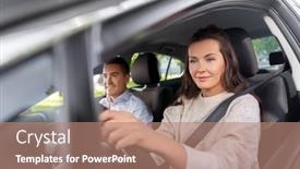  Presentation with learning - Audience pleasing theme consisting of driver-courses-and-people-concept backdrop and a coral colored foreground