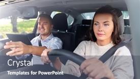  Presentation with driving - Slide deck enhanced with driver-courses-and-people-concept background and a dark gray colored foreground