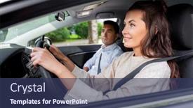  Presentation with teaching - PPT layouts with driver-courses-and-people-concept background and a ocean colored foreground