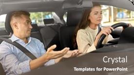  Presentation with teaching - Audience pleasing PPT theme consisting of driver-courses-and-people-concept backdrop and a violet colored foreground