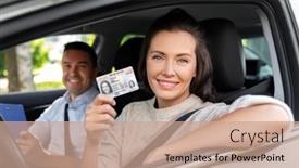  Presentation with exam - Cool new PPT theme with driver-courses-exam-and-people backdrop and a coral colored foreground