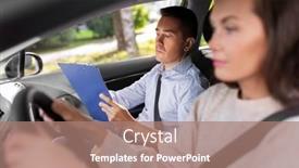  Presentation with people talking - Colorful slides enhanced with driver-courses-exam-and-people backdrop and a coral colored foreground