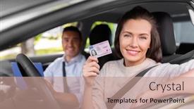  Presentation with exam - Presentation with driver-courses-exam-and-people background and a coral colored foreground