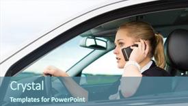  Presentation with telephone - Amazing slides having driver distractions - young woman with telephone having backdrop and a teal colored foreground