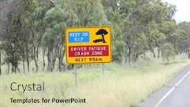  Presentation with crash - Slide deck consisting of driver-fatigue-crash-zone-sign background and a soft green colored foreground