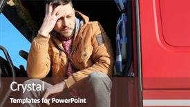  Presentation with truck driver - Slides enhanced with driver in cabin of big background and a tawny brown colored foreground