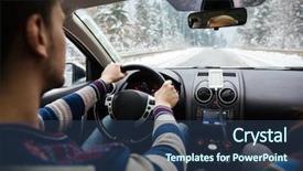  Presentation with winter driving - Theme with driver in stripes sweater driving background and a ocean colored foreground
