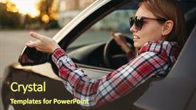  Presentation with driver - Amazing presentation theme having driver in sunglasses boorish behavior backdrop and a tawny brown colored foreground