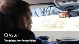  Presentation with rear view mirror - Beautiful slide deck featuring driver looking in car rear view mirror backdrop and a black colored foreground