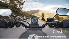  Presentation with asphalt road - PPT theme enhanced with driver-riding-motorcycle background and a gray colored foreground