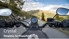  Presentation with asphalt road - Audience pleasing slide set consisting of driver-riding-motorcycle backdrop and a dark gray colored foreground
