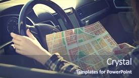 Presentation with direction - Audience pleasing slide set consisting of driver searching direction on map backdrop and a  colored foreground