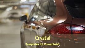  Presentation with car parking - Cool new slide deck with taillight and driver side of modern car at underground parking shallow dof backdrop and a tawny brown colored foreground