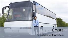  Presentation with bus - Amazing slides having driver standing in front backdrop and a light blue colored foreground