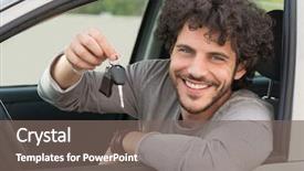  Presentation with car key - Theme featuring street in vsetaty town in autumn sunny autumn day background and a dark gray colored foreground