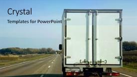  Presentation with truck driver - Beautiful PPT theme featuring driver training - truck on road backdrop and a light blue colored foreground