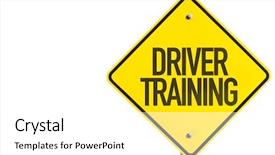  Presentation with driver - Amazing PPT theme having driver training sign isolated backdrop and a white colored foreground
