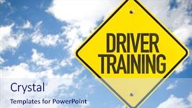  Presentation with driver - Colorful slide set enhanced with driver training sign with sky backdrop and a light blue colored foreground