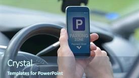  Presentation with smartphone app - Slide deck featuring driver using smartphone app background and a ocean colored foreground