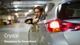  Presentation with car parking - Theme with driver window of silvery background and a gray colored foreground