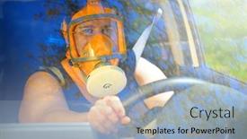  Presentation with transportation traffic - Slides with driver-with-full-face-respirator background and a light blue colored foreground