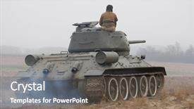  Presentation with soviet - Audience pleasing presentation consisting of drivers fighting - soviet tank of ww2 backdrop and a gray colored foreground