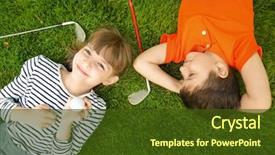  Presentation with golf course - PPT layouts with drivers lying on golf background and a tawny brown colored foreground