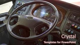  Presentation with bus - Cool new PPT layouts with driver's place of a bus backdrop and a wine colored foreground